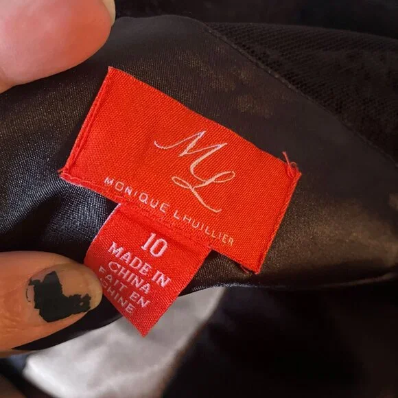 Anthropologie ML Monique Lhuillier Black Floral Lace Sheath Dress Sz 10 - Picture 12 of 16